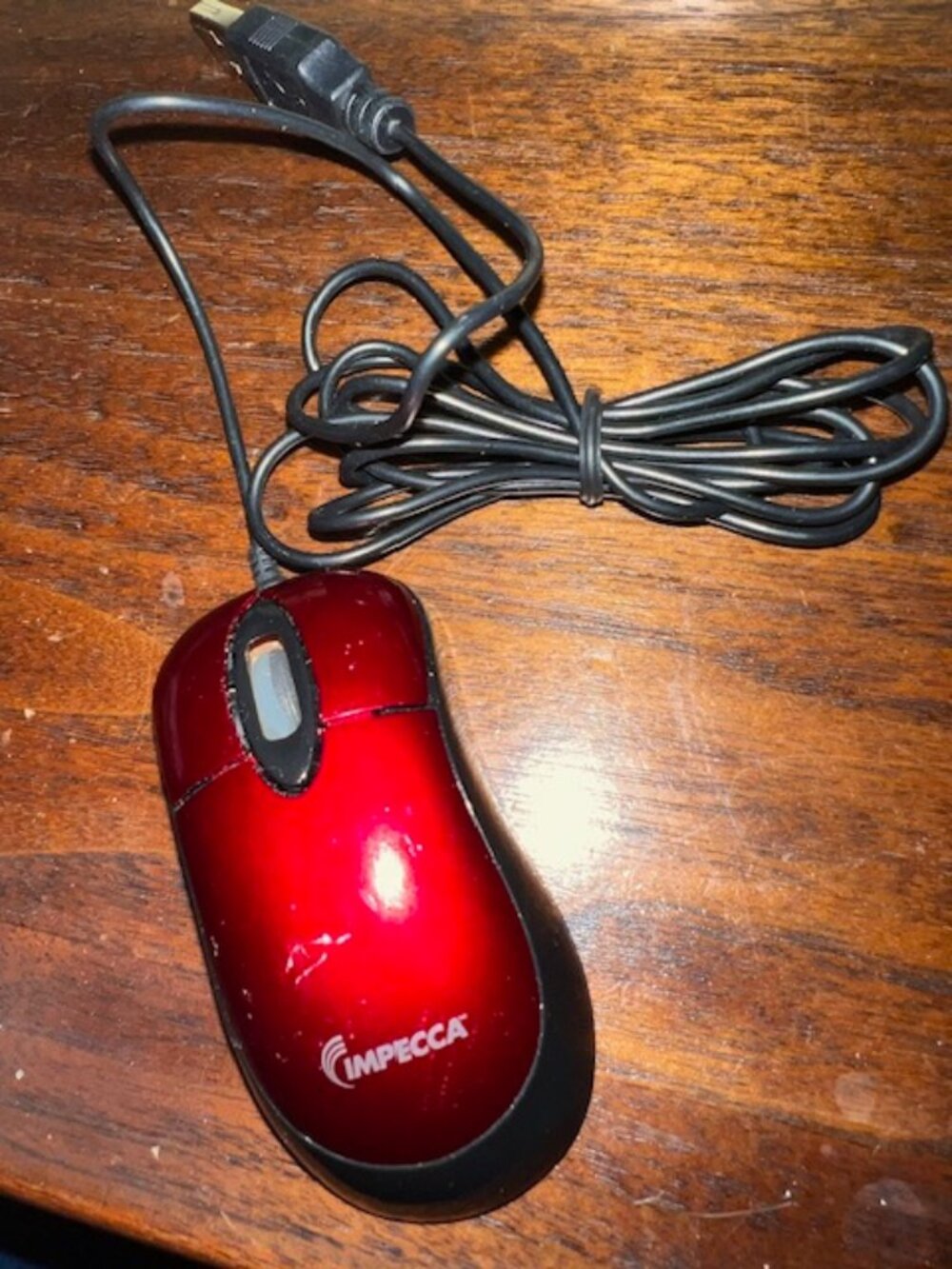 IMPECCA MOUSE WITH WIRE FOR MINI LAPTOP RED, LIKE NEW